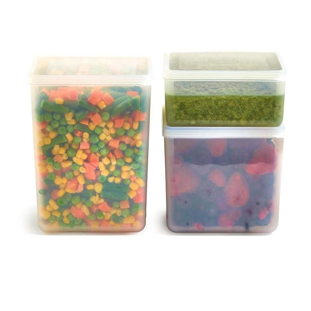 W&P Freezer Cubes- Set of 3 | Reclaim Your Freezer With Tidy Stackable Frozen Food Containers | 16oz, 40oz, 64 oz | Freezer safe, BPA Free, Dishwasher Safe, Microwave Safe