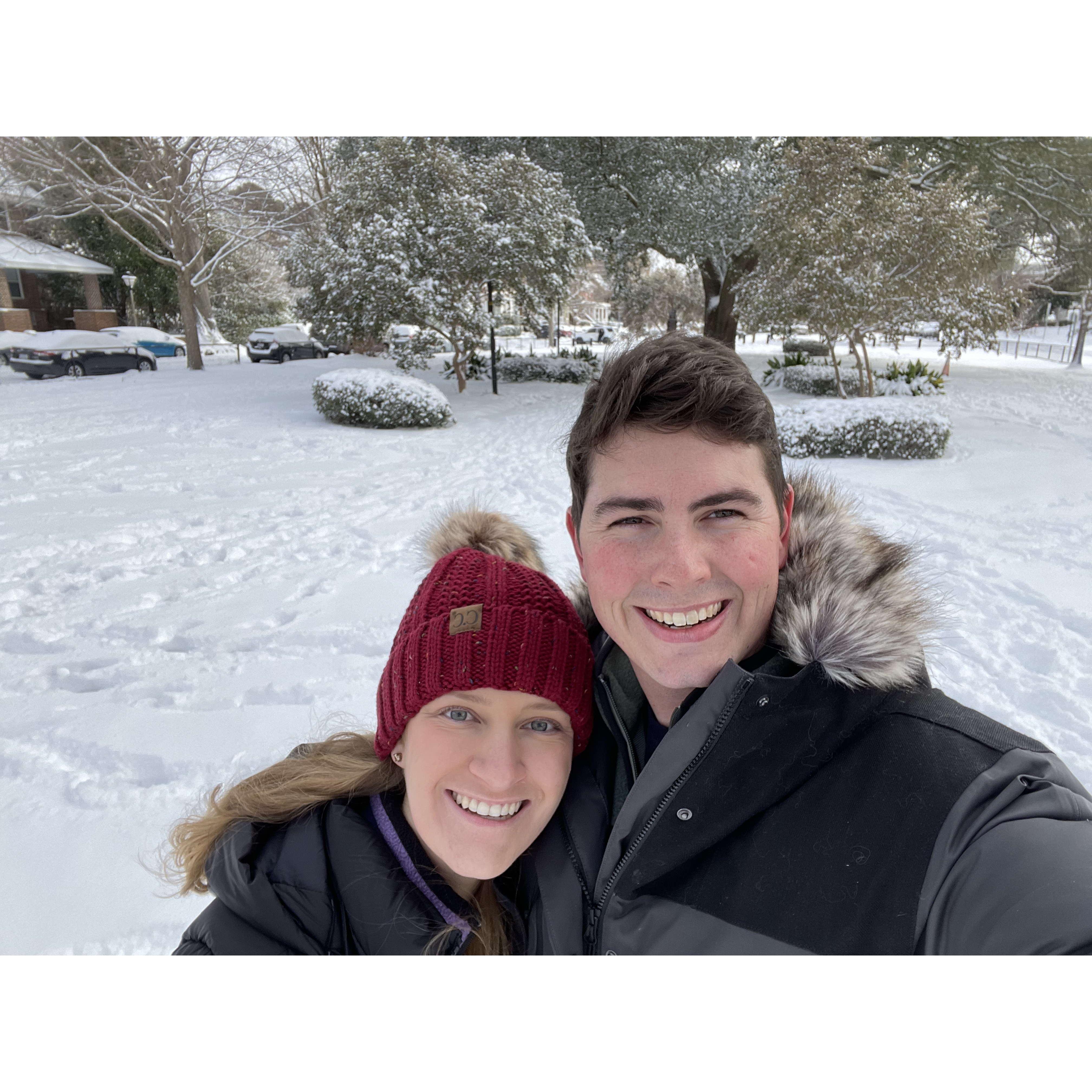 our first big snow in 4 years - remembering our last snow when we first said "i love you"