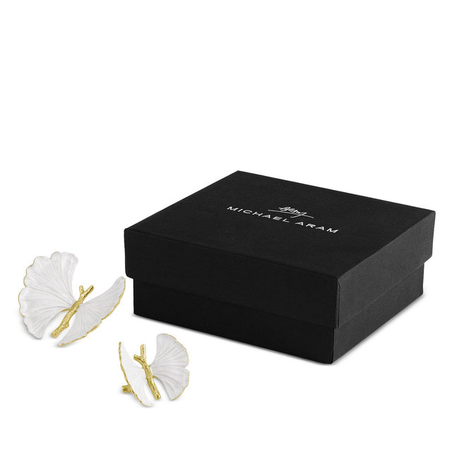 Michael Aram Butterfly Ginkgo Golden Decorative Objects, Set of 2