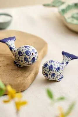 Whale Terracotta Salt + Pepper Shakers