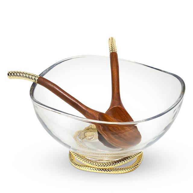 Nambé Braid Gold Glass Salad Bowl & Servers
