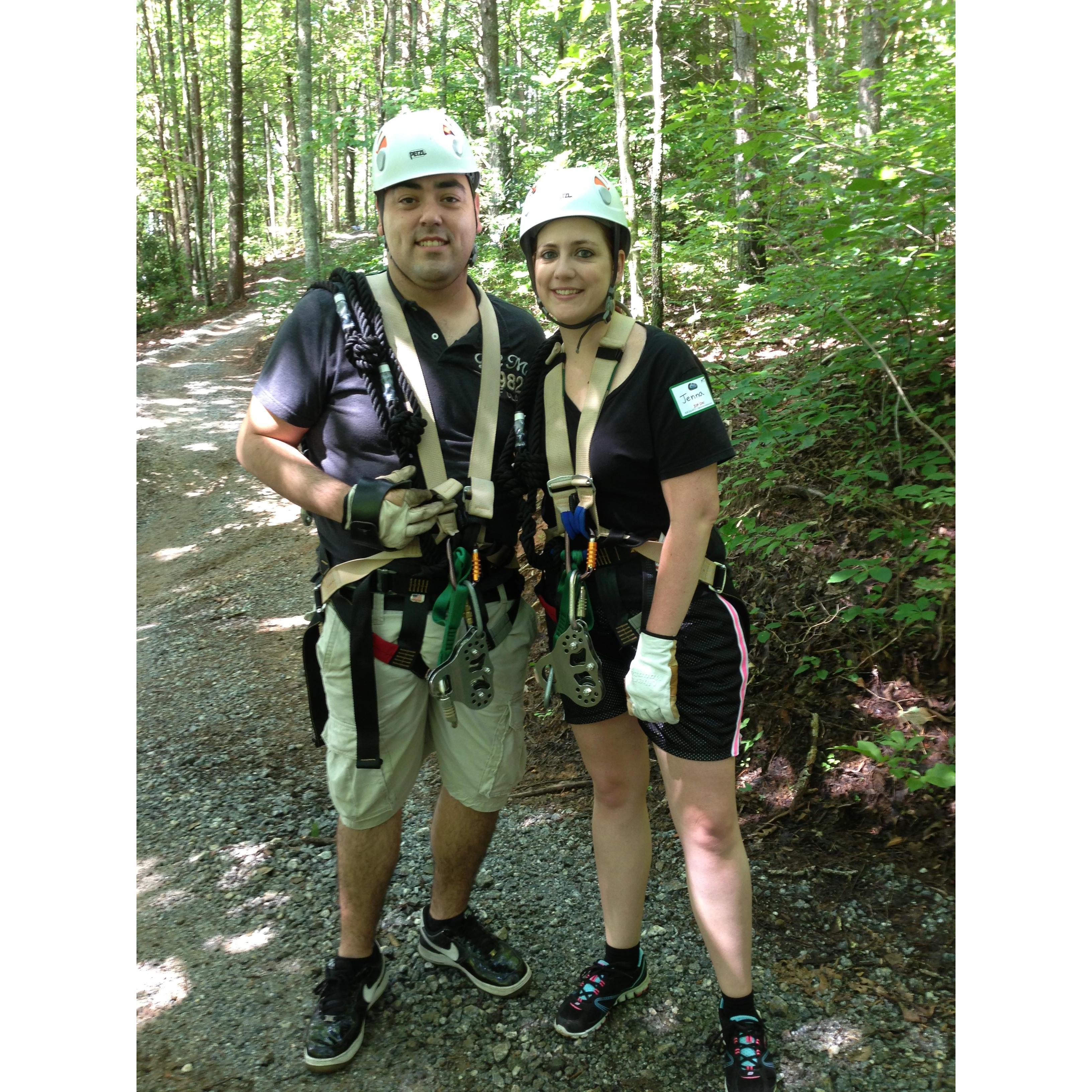 Our first time zip lining - August 2013