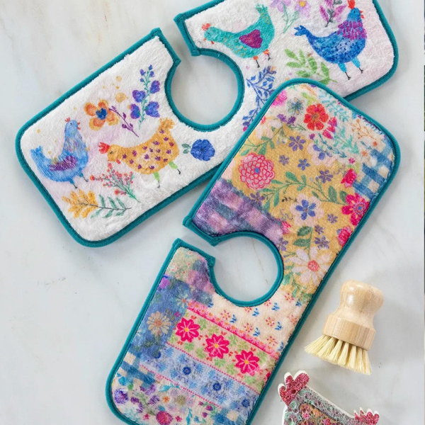 Reversible Faucet Sink Mat - Chickens