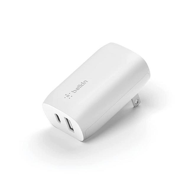 Belkin 37 Watt USB C Wall Charger - Power Delivery 25W USB C Port + 12W USB A Port for PPS Charging Apple iPhone 14, 14 Pro, 14 Pro Max, 13 Pro, 13 Pro Max, Galaxy S21 Ultra & More - USB-C Charger