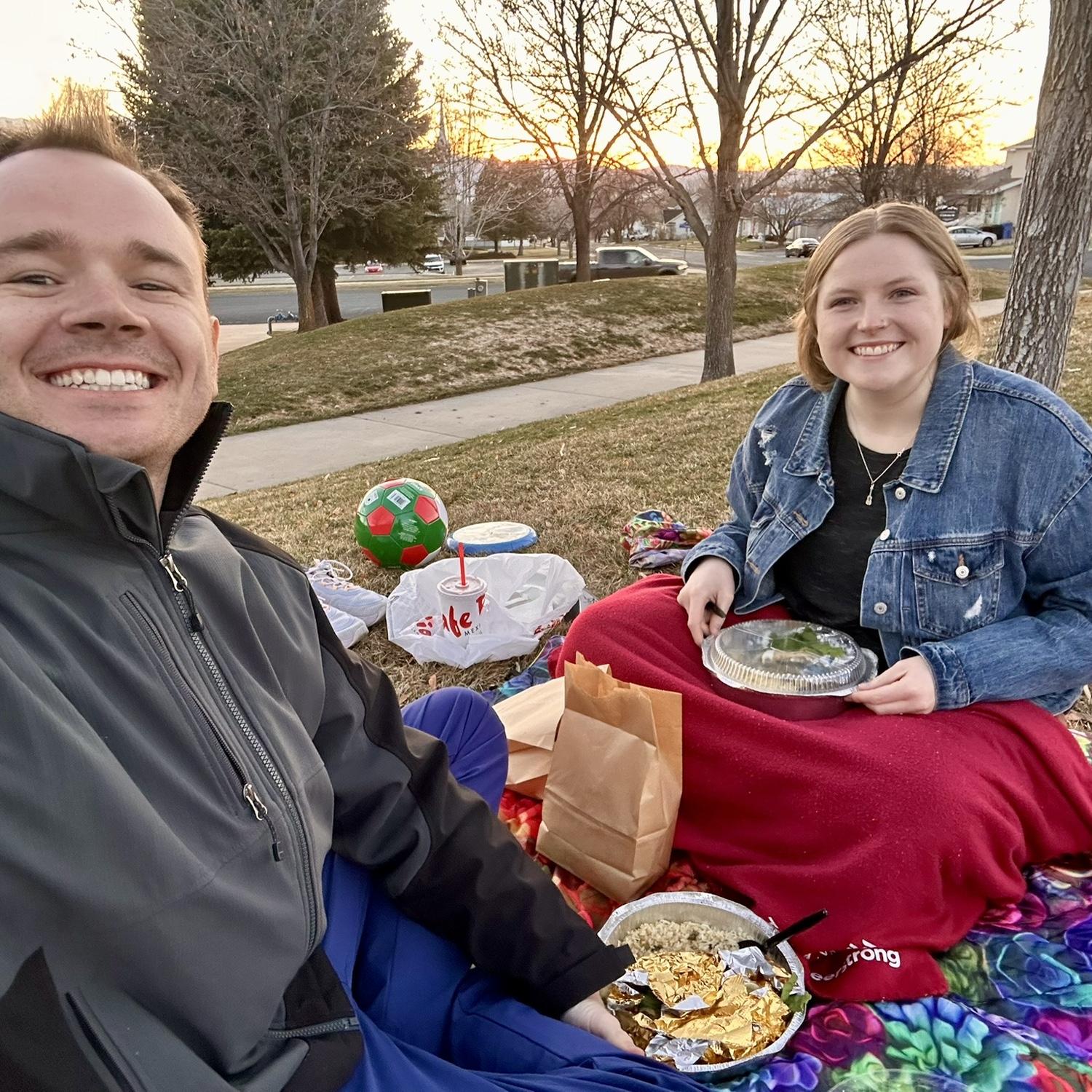 First picnic in the park because the weather got above 40 degrees!