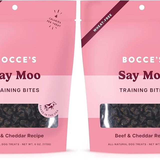 Bocce's Bakery Say Moo Beef & Cheddar Training Treats for Dogs,Wheat-Free Dog Treats,6 oz Bag,(Pack of 2)