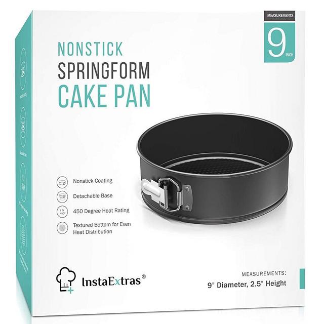 9-Inch Springform Cake Pan Round - Large 10 Cup Cheesecake Baking Ware, Spring Form Pans With Nonstick Leakproof Design, Removable Bottom, 9in x 2.5 Inches Deep, Durable Steel Cake Tins - Black