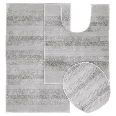 Garland 3 piece Essence Washable Nylon Bath Rug Set - Platinum Gray