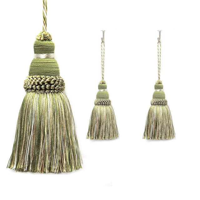 Fenghuangwu Colorful Tassel Key Tassel DIY Accessories for Curtain and Home Decoration-Mix green-2PCS
