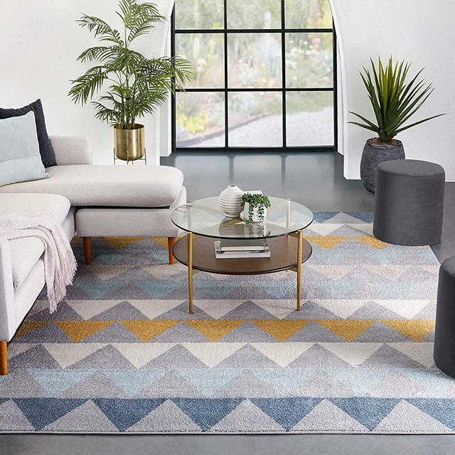 Well Woven Mystic Nova Grey Modern Geometric Distressed 7'10" x 9'10" Area Rug
