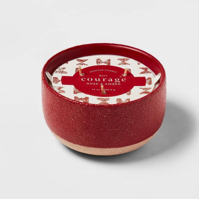 14oz Ceramic Candle with Exposed Bottom Rose & Pink Pepper Red - Threshold™