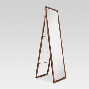 Wood Ladder Standing Floor Mirror Walnut - Threshold™