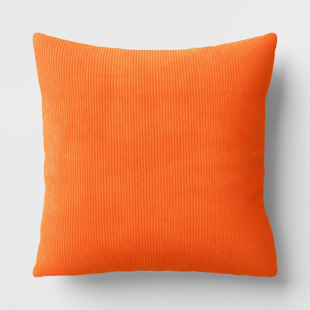 The Corduroy Collection Square Corduroy Toss Throw Pillow Orange - Room Essentials™