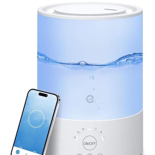 Esemoil Humidifiers for Bedroom, for Large Room, 2.5L Top Fill Cool Mist Humidifiers for Baby, Plants, Smart WiFi Air Humidifier with Diffuser and Nightlight, 28dB, 24H Long Runtime, Work with Alexa