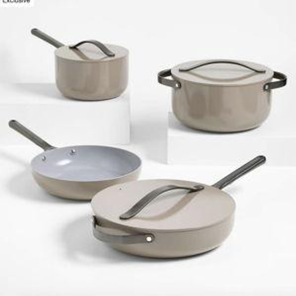 Caraway ® 12-Piece Pebble Ceramic Non-Stick Cookware Set with Gunmetal Hardware (Color Pebble Ceramic)