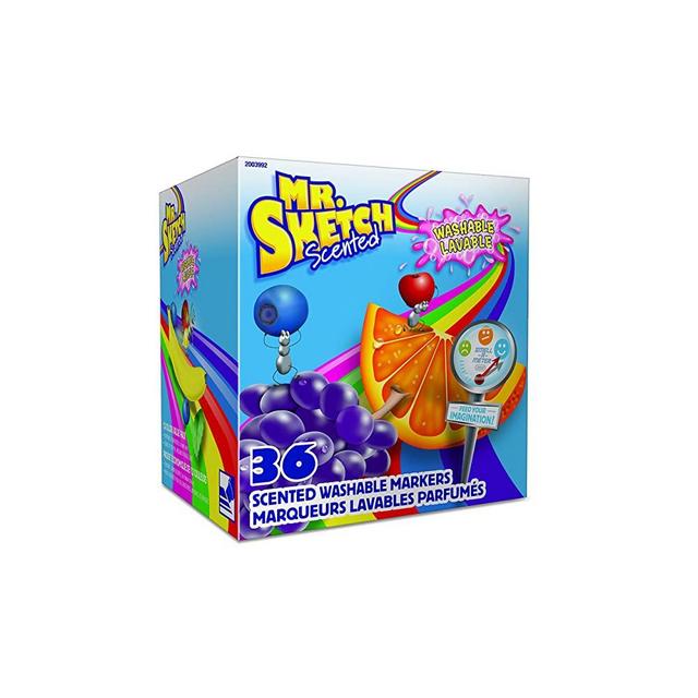 Mr. Sketch 2003992 Scented Washable Markers, Chisel Tip, Assorted Colors, 36 Count