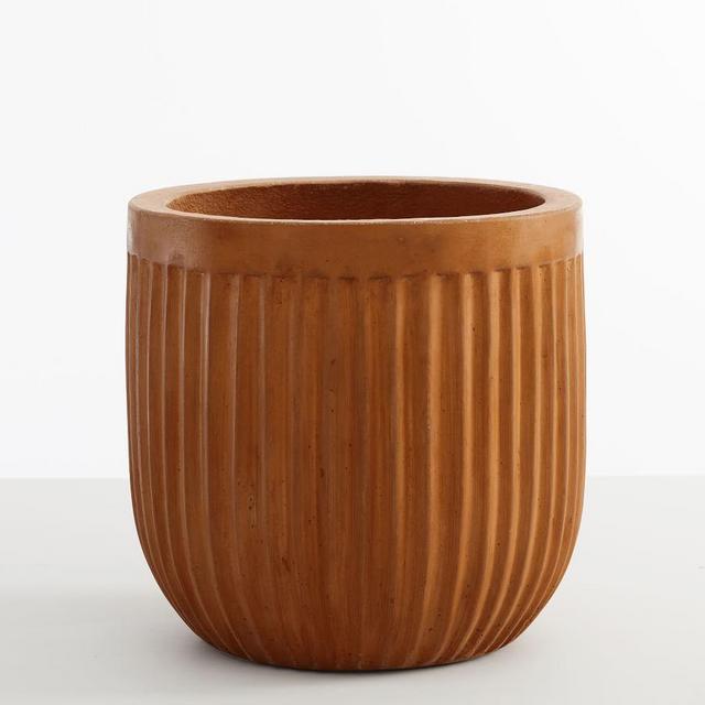 Concrete Fluted Tabletop Planter, Terra Cotta, Large