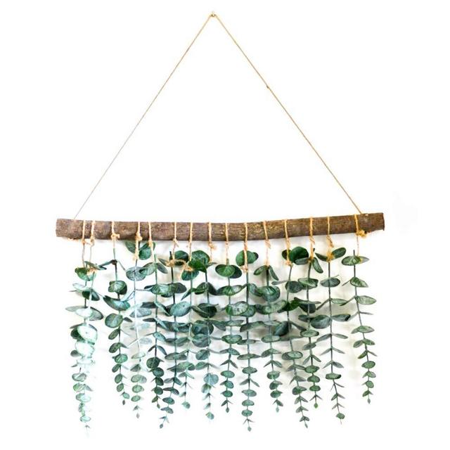 LokoVynes Artificial Eucalyptus Wall Decor - Wall Hanging Eucalyptus Greenery Gives Any Room a Natural, Trendy, Modern Feel - Boho Bedroom Decorations, Wedding Decorations, Kitchen Decorations