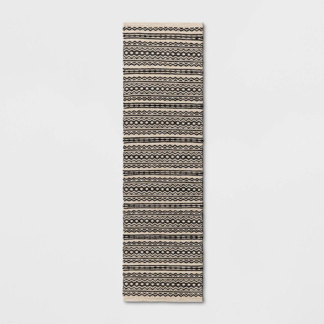 2'x7' Washable Norwalk Stripe Runner Rug Black/White - Threshold™