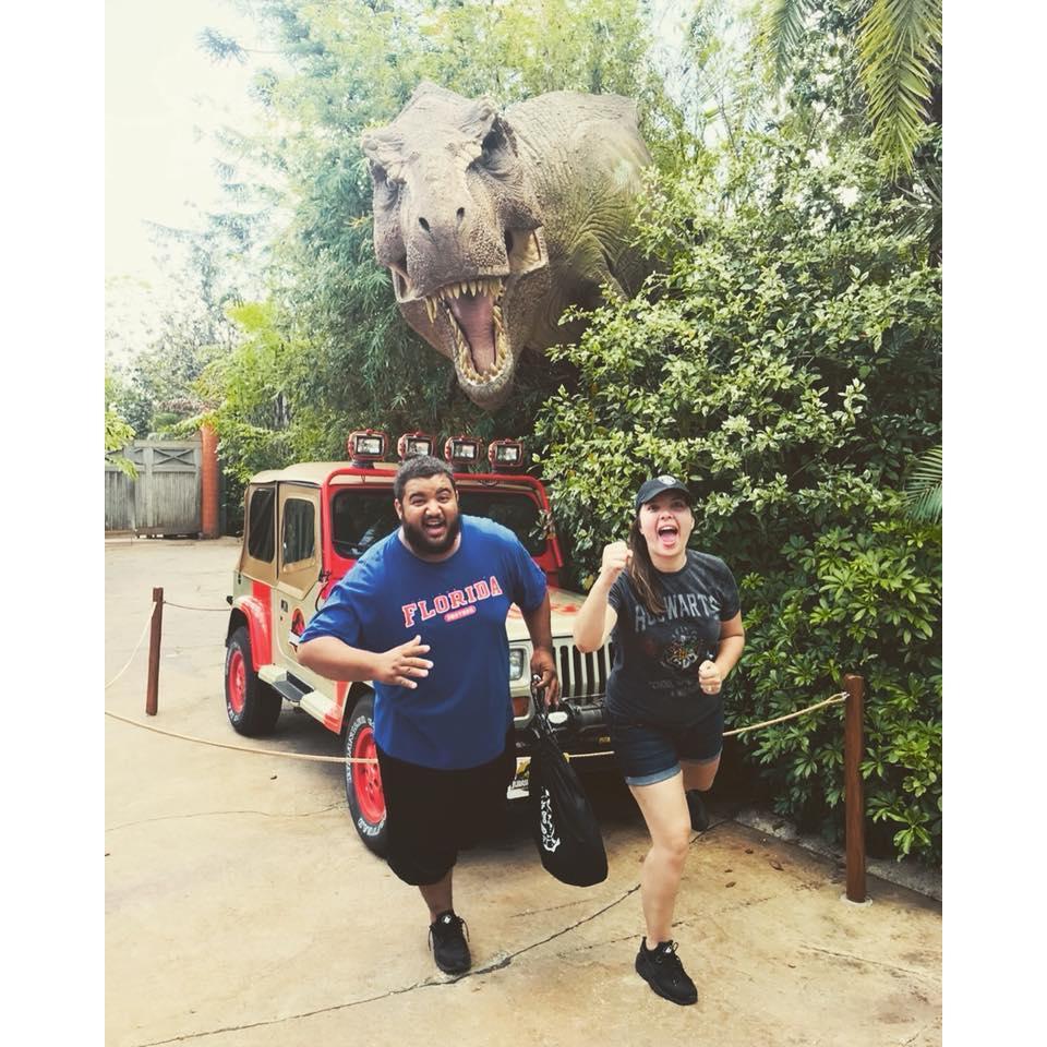 Running away from dinosaurs in Universal