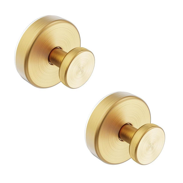 Bntuk Suction Cup Hooks for Shower, Towel Hooks for Bathroom Window Glass, Bath Robe Looafh Hook for Hanging - 2 Pack, Gold