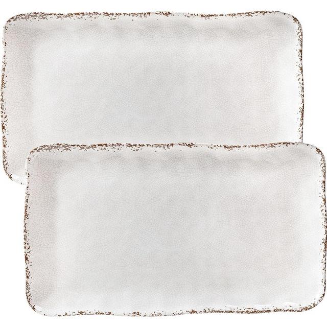 ZAROCRUS Farmhouse Melamine Serving Platters Set of 2, 17"x10" Large Rectangular Melamine Serving Trays for Serving Food on Parties and Entertaining, Dishwasher Safe. Ivory