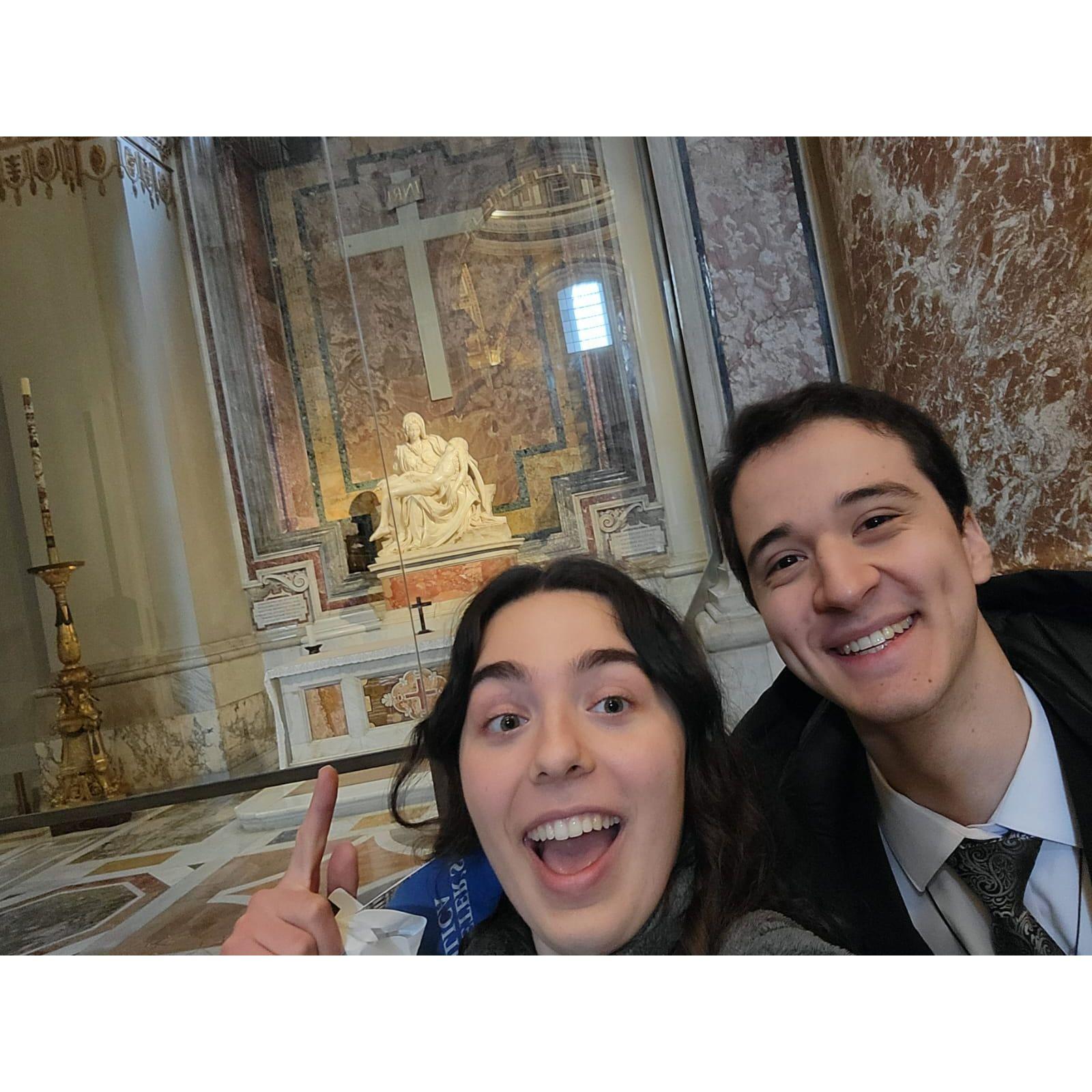 Admiring the Pieta at the Vatican!
