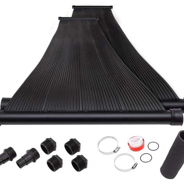 SunQuest Solar Swimming Pool Heaters (2' x 12', 2 Count + Couplers) - Two Solar Hot Water Heater Panels - with Max-Flow Design - Swimming Pool Accessories for Inground Pools or Above Ground Pools