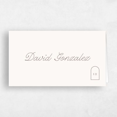 Taupe, Brown Wedding Place Card - Vianne