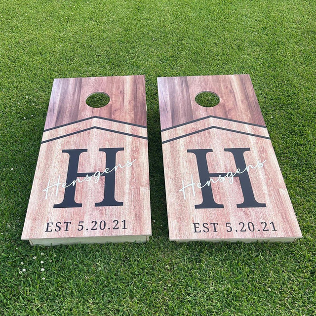 Custom Cornhole Boards Set – Personalized Bean Bag Toss Game – Wedding, Tailgate, Family Name, Logo – Outdoor Lawn Game