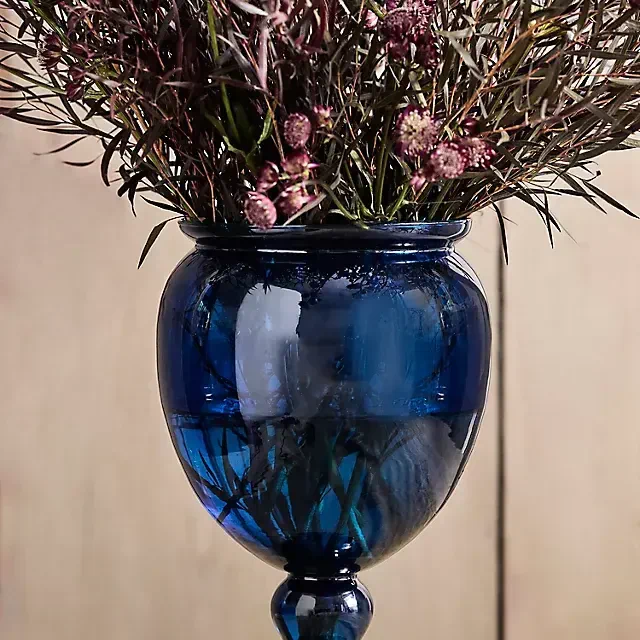 Colorful Footed Glass Vase