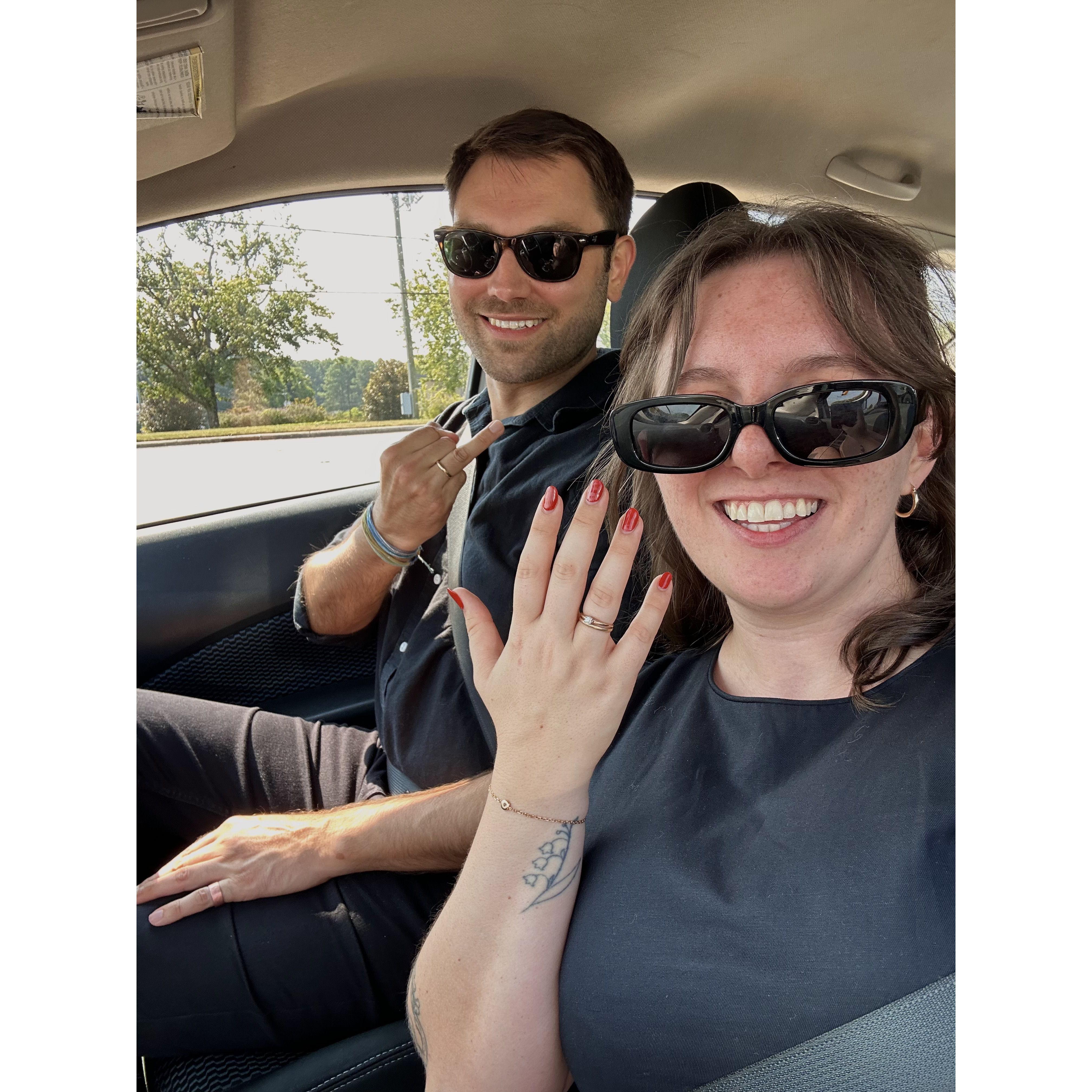 Our first selfie with the rings! True to form...