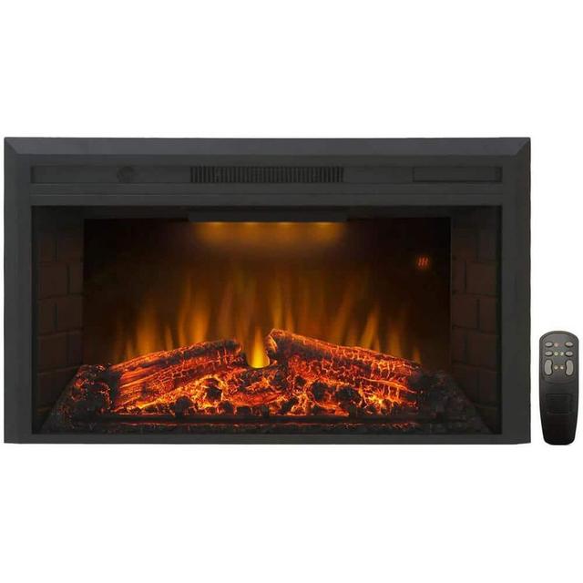 Electric Fireplace Insert with Overheating Protection, Black 36 in. x 21 in. H 750-Watt/1500-Watt