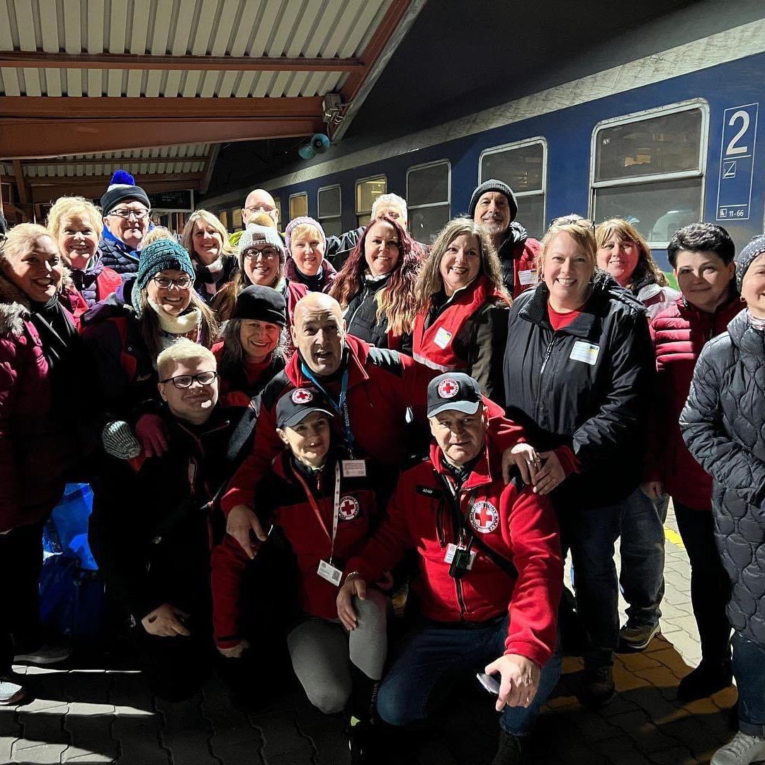 Alicia and group Poland/Ukraine boarder March 2022. Volunteering along side the Polish Army and Red Cross assisting refugees flee Ukraine