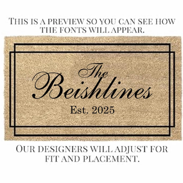 Personalized Last Name Coir Coconut Husk Doormat Door Mat 18x30 or 24x36 (18"x 30")