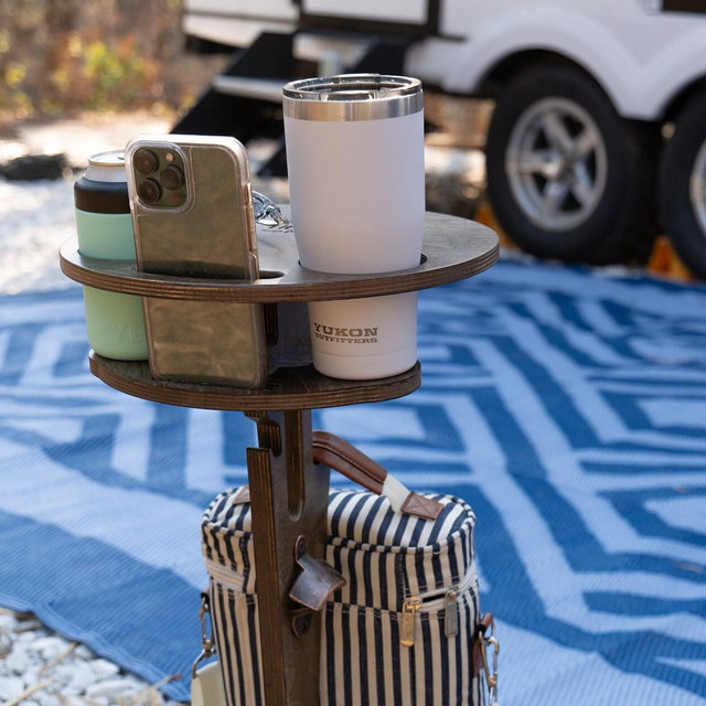 Portable Beer Table || Camping Gift || RV Accessories || Outdoor Gift for Men || Happy Camper Glamping || FREE ENGRAVING **Free Shipping**
