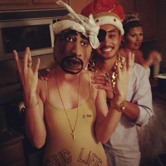 Our first coordinated halloween costume, Tupac and Slick Rick...