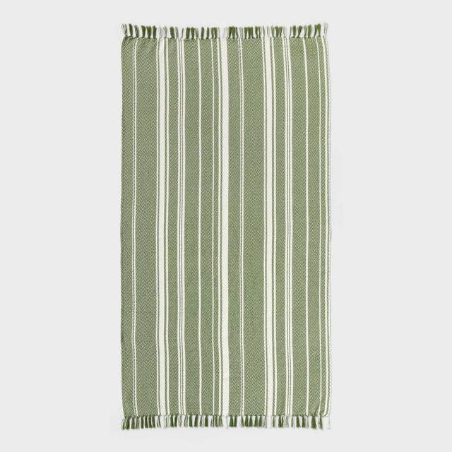 40"x72" Peshtemal Turkish Premium Lightweight Striped Oversized Beach Towel with Knotted Fringe Green - Threshold™