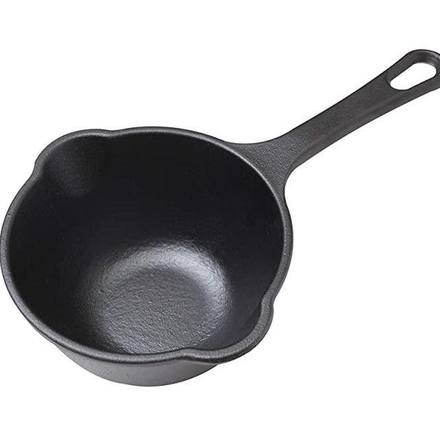 Victoria Cast Iron Pan. Sauce Pot 16 Ounce, Seasoned with 100% Kosher Certified Non-GMO Flaxseed Oil, Small, Black