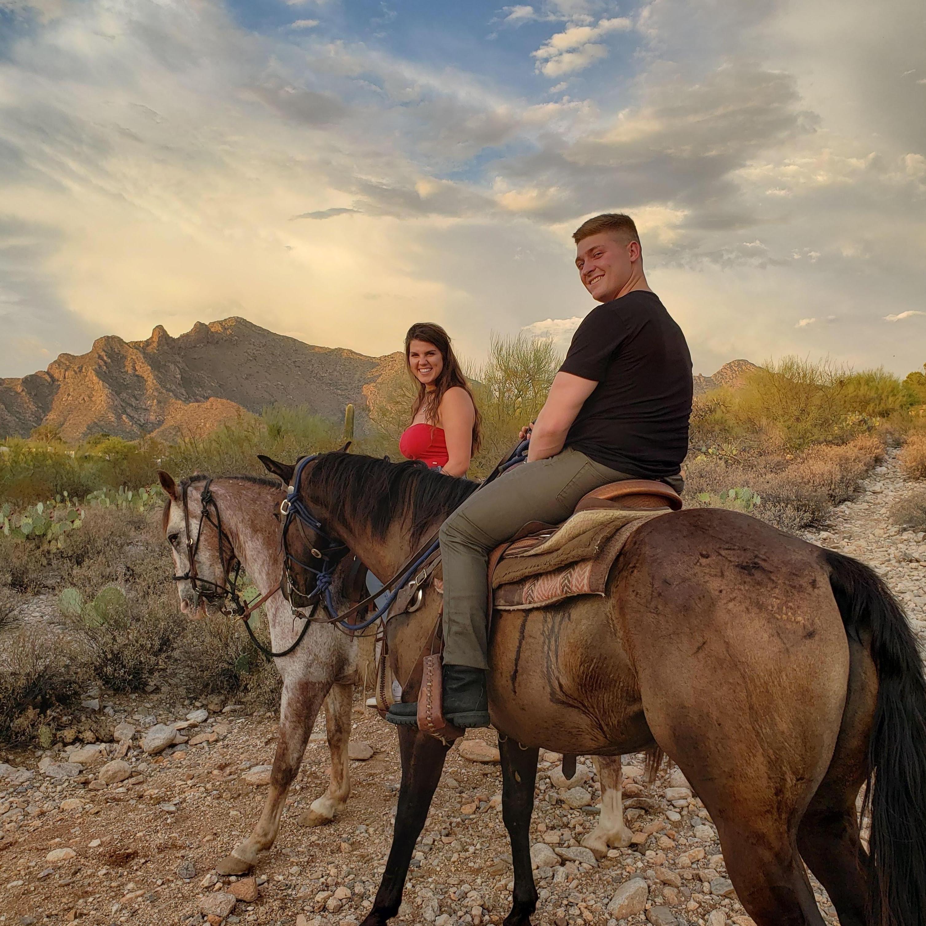 Sunset horse ride in the Tucson mountains.