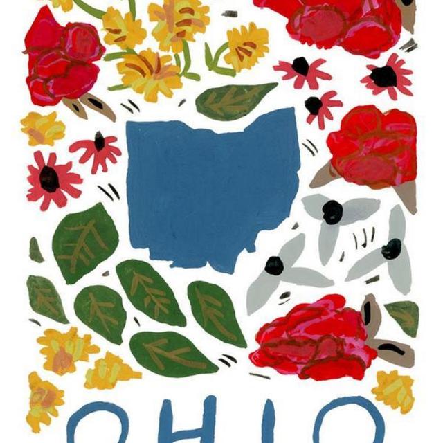 Ohio American Gouache Print