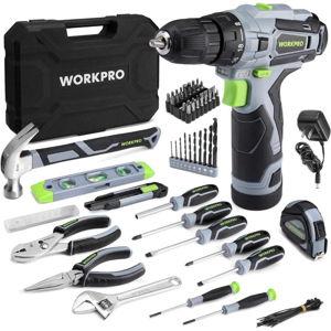 WORKPRO 108-Piece Portable Tool Set with Power Drill - Pink Ribbon