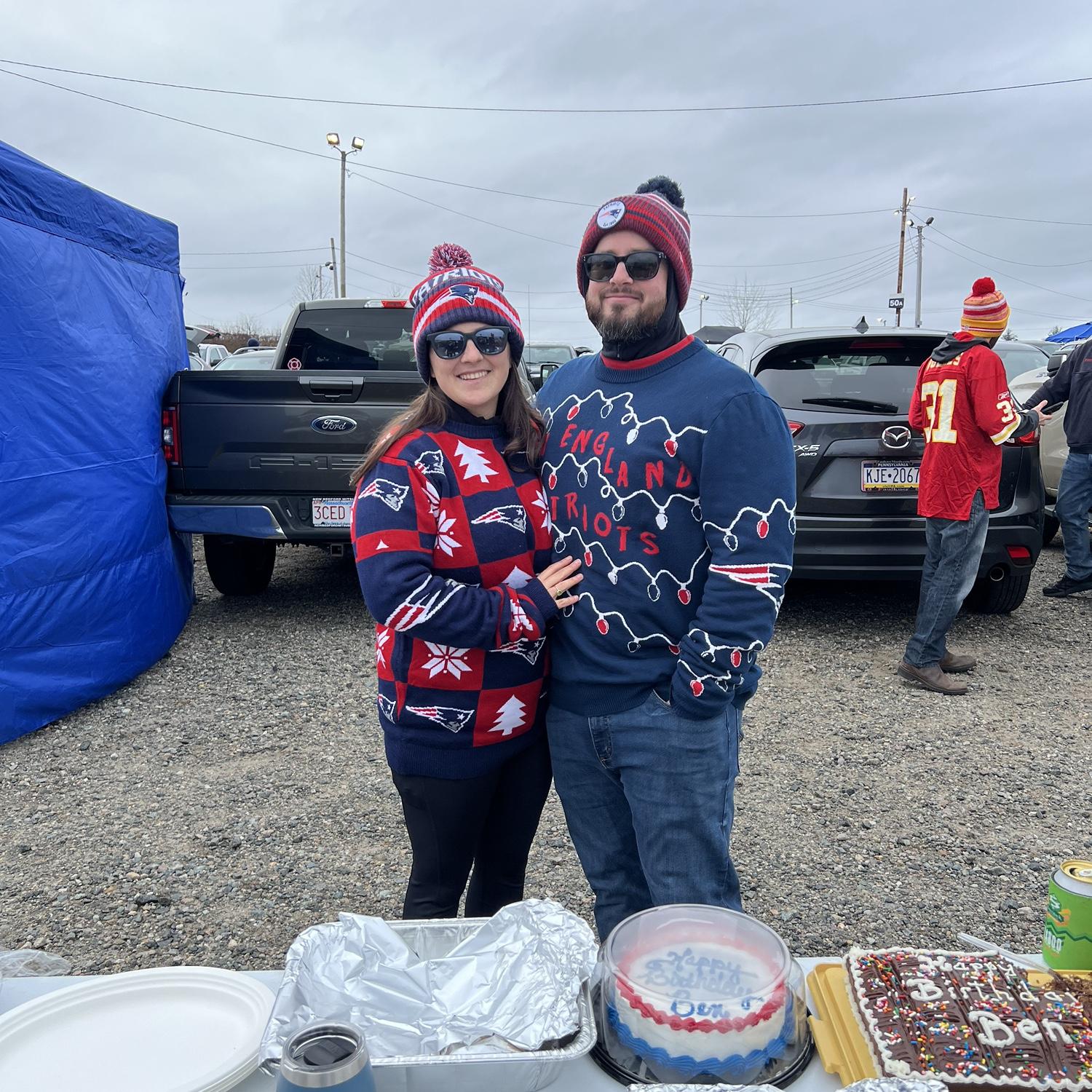Go Pats! Jenna takes Matt to the Christmas game every year, a tradition she had with her father that she’s happy to have continued.