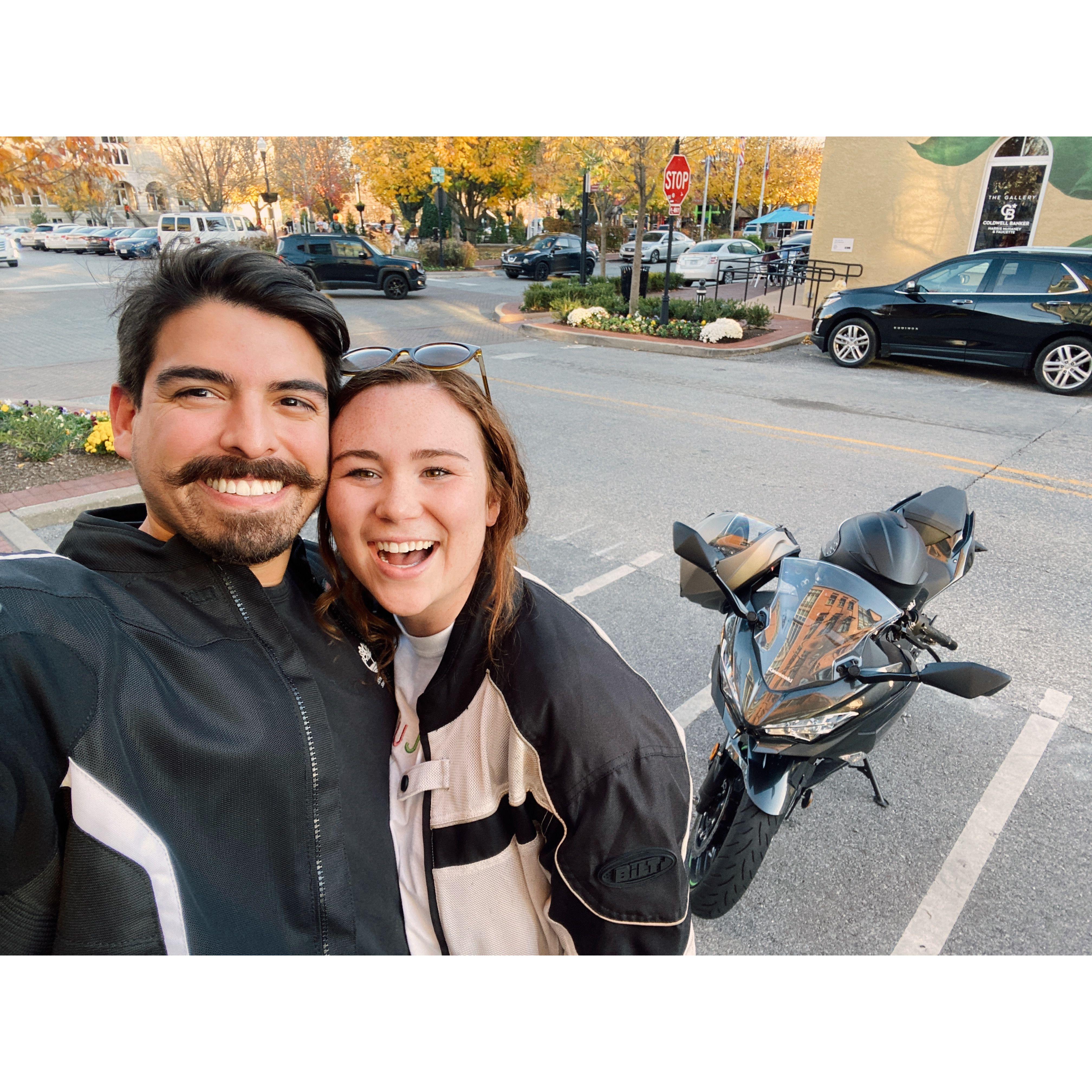 Tatum's first time on David's motorcycle!
