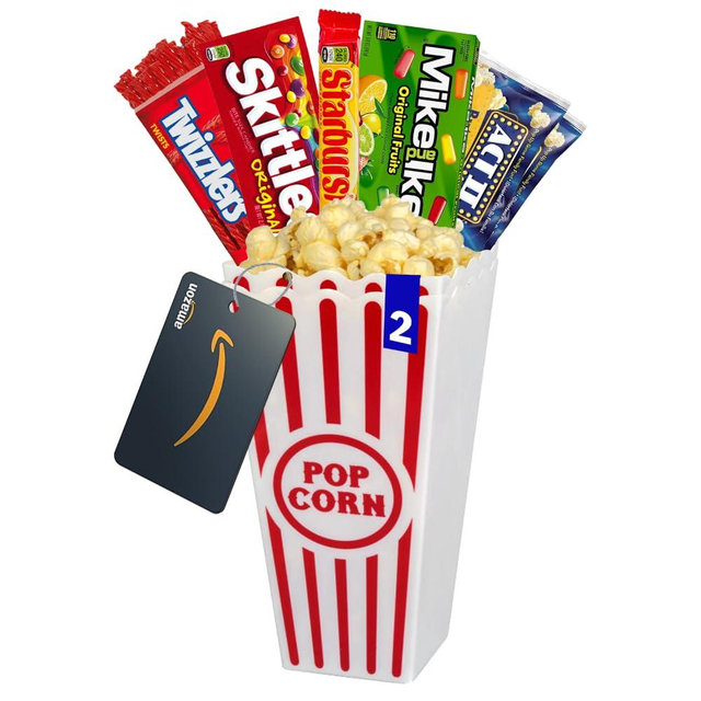 Movie Night Popcorn and Candy Gift Basket Plus 1 Movie Night Rentals - Perfect for a Cozy and Fun Evening at Home or the Theater with Family and Friends (Pack Of 1, fruity)