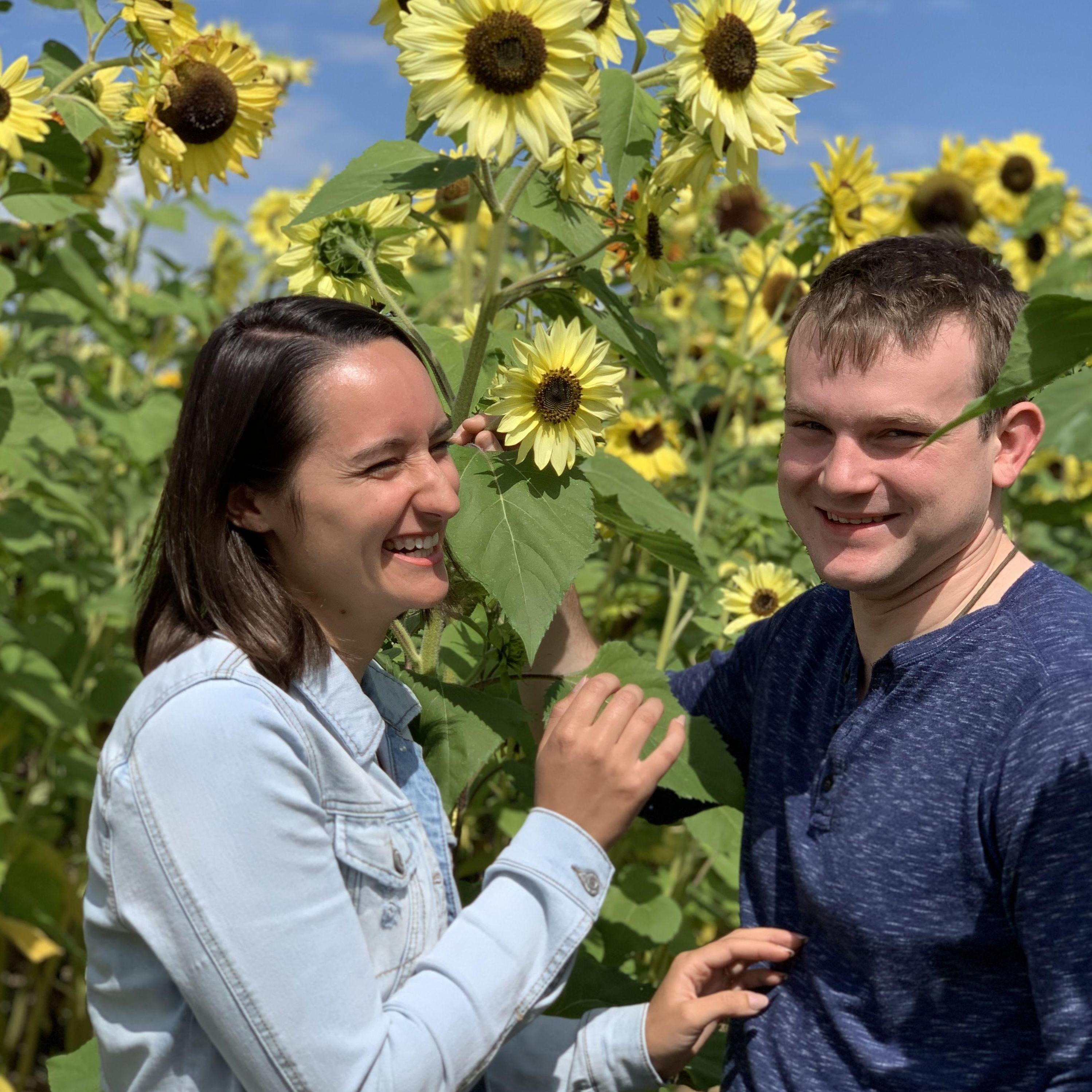 Enjoying the sunflowers, Door County, September 2019