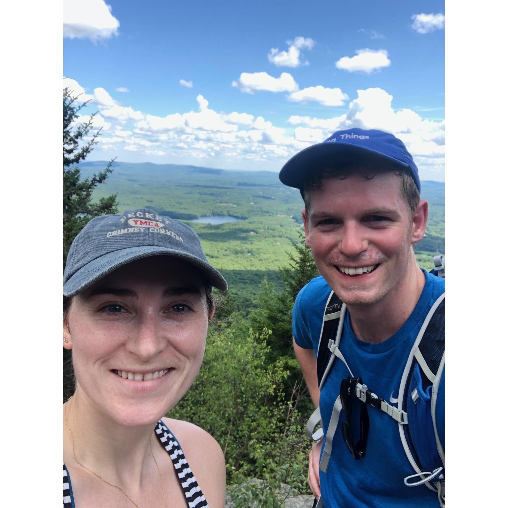 Looking down on Thorndike pond from the false summit of Mount Monadnock