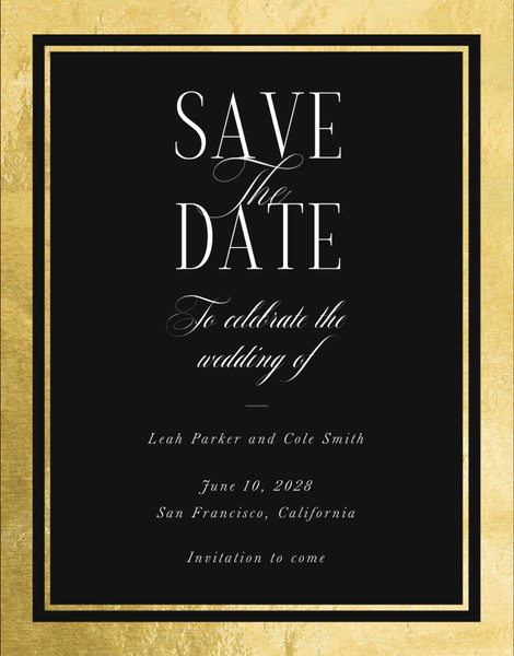 Essex Portrait Foil | Black | Zola Save The Dates