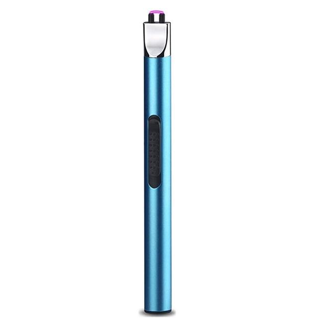 Candle Lighter Electric Arc Lighter Rechargeable USB Lighter Flameless Grill Lighter Long for Candle BBQ Camping Cooking (Blue)