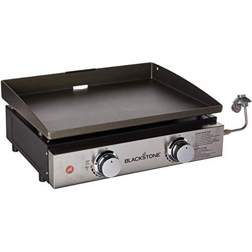 Blackstone Tabletop Grill - 22 Inch Portable Gas Griddle - Propane Fueled - 2 Adjustable Burners - Rear Grease Trap - For Outdoor Cooking While Camping, Tailgating or Picnicking - Black